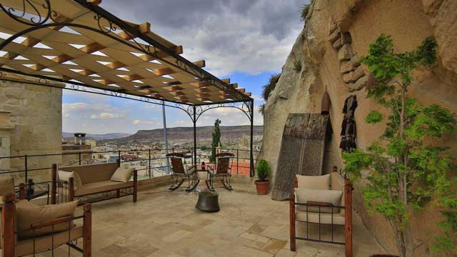 屋顶酒吧密特拉露台在密特拉洞穴酒店在卡帕多西亚