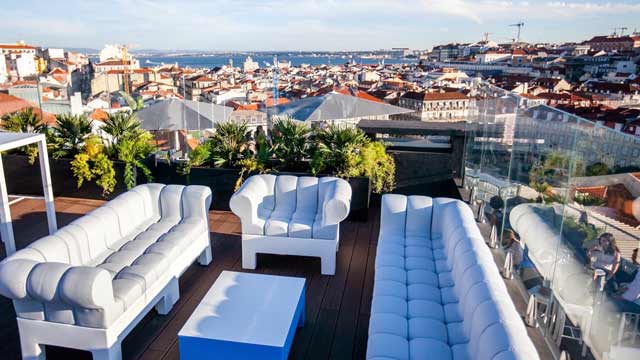 酒店的屋顶酒吧Mundial在里斯本的屋顶酒吧