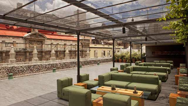 屋顶酒吧市中心酒店露台酒吧在墨西哥城